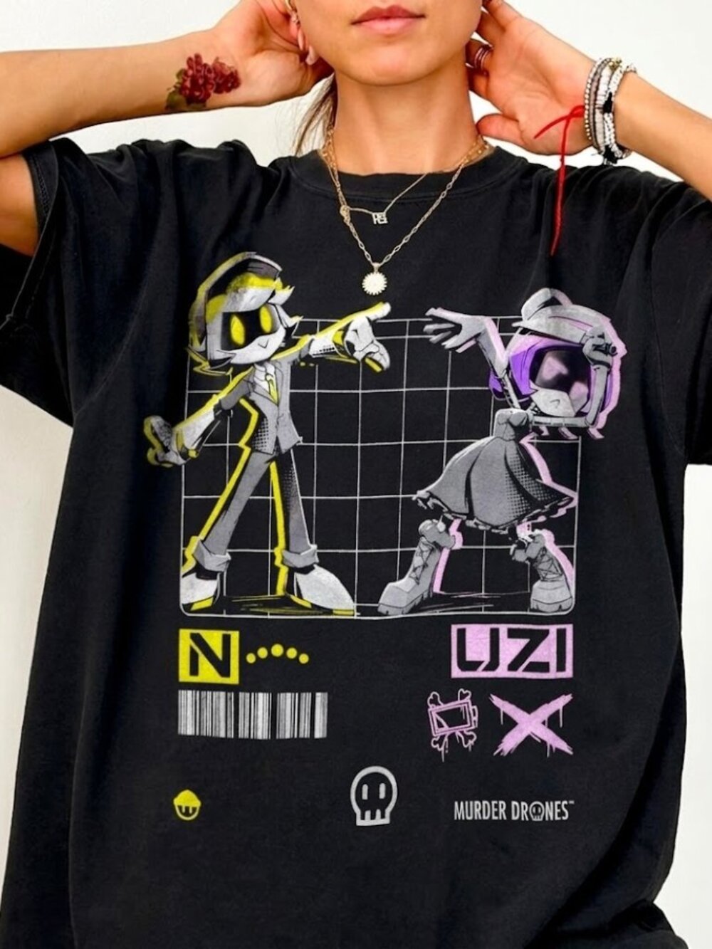 Murder Drones Uzi & N Graphic Tee, Animated Drone Shirt